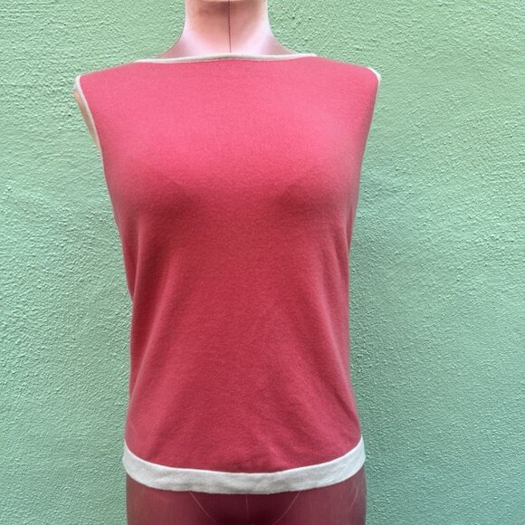 Emilio Pucci Cashmere Blend Tank Vintage Retro Top Sleeveless Coral Women - Picture 2 of 6